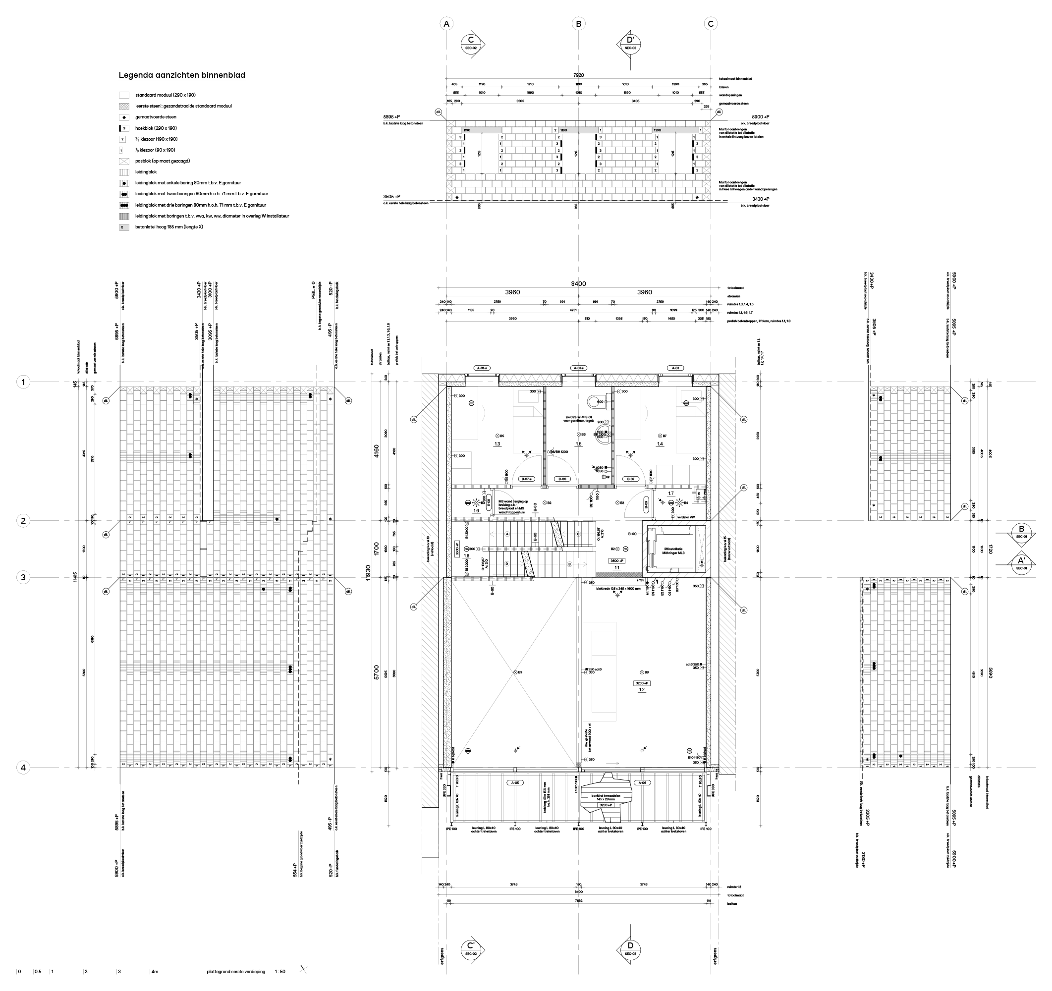 three generation house by BETA technical plan of first floor