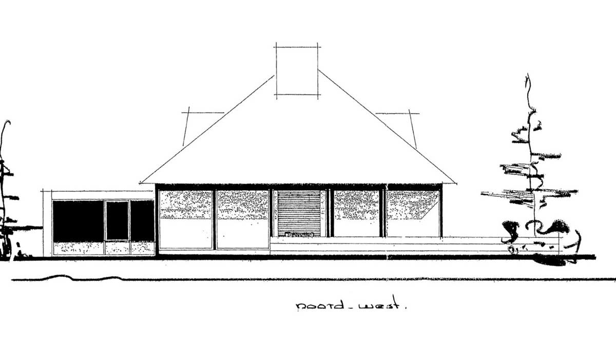 line drawing of original design of house tc by beta architect amsterdam evert klinkenberg gus auguste van oppen image by Stijn Bollaert