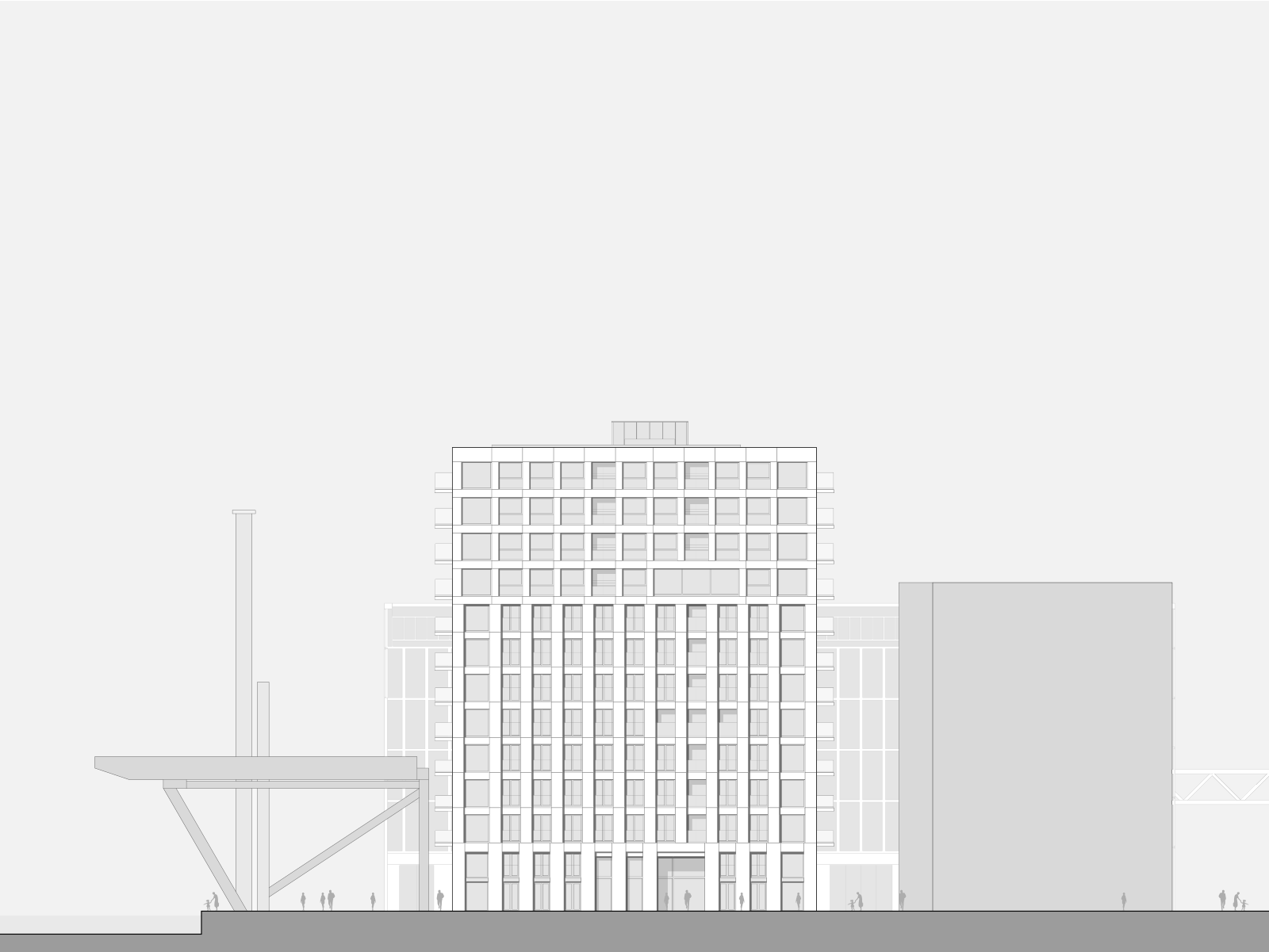 drawing elevation south Oostenburg apartment block by beta architect amsterdam evert klinkenberg gus auguste van oppen