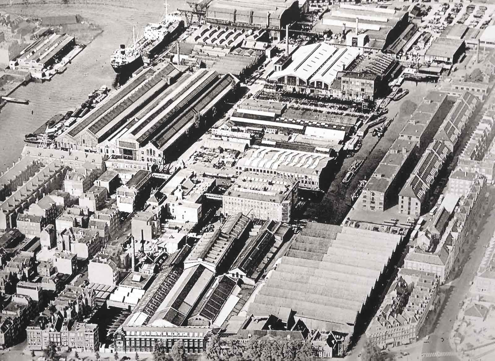 historic photo showing Werkspoor buildings at Oostenburg