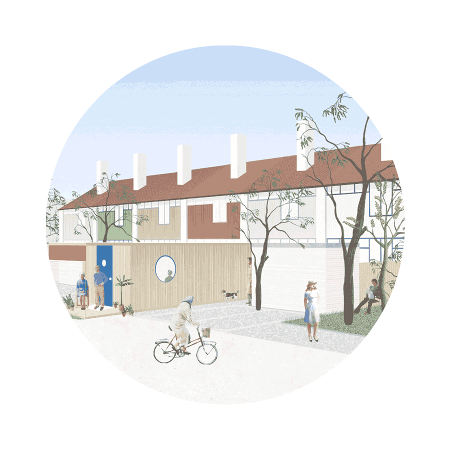 collage about intergenerational living in bloemkoolwijk by beta architect amsterdam evert klinkenberg gus auguste van oppen