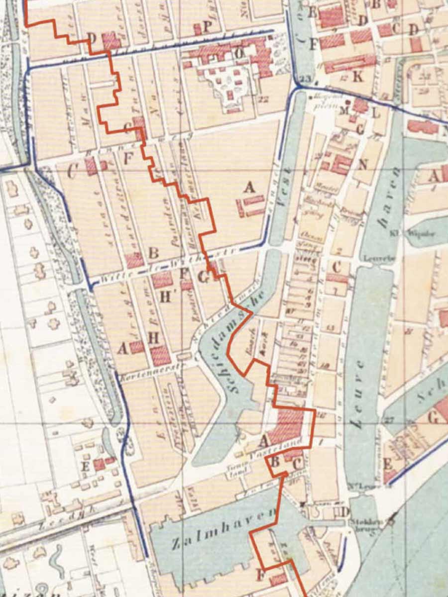 rotterdam baan project historic map showing fire boundary by beta architect amsterdam evert klinkenberg gus auguste van oppen
