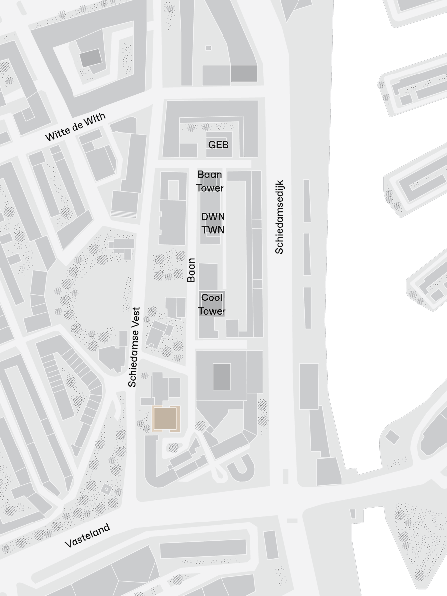 rotterdam baan project site plan showing proximity of project to other towers by beta architect amsterdam evert klinkenberg gus auguste van oppen