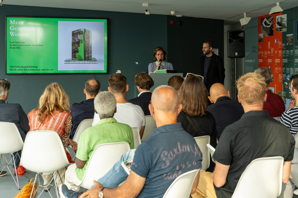 photo of book launch event in Arcam Amsterdam BETA architects Amsterdam Auguste Gus van Oppen Evert Klinkenberg photo by Karin ter Laak