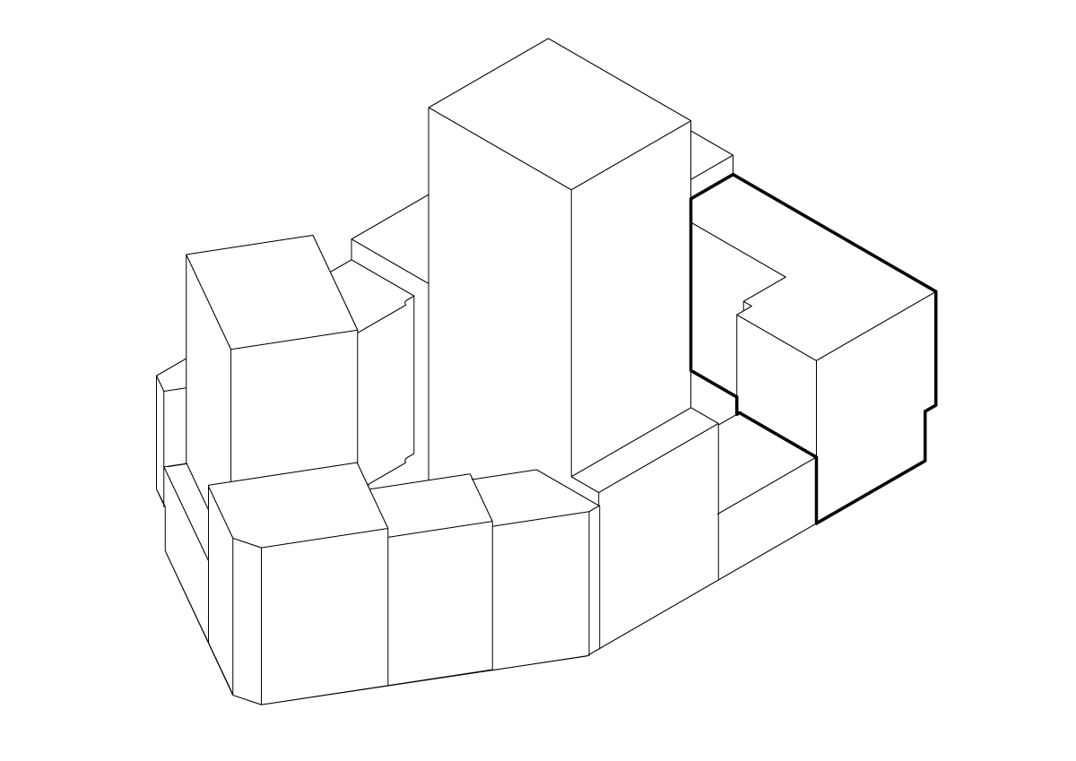 axonometric scheme showing social housing building in the Beurskwartier project, by BETA architects Amsterdam Evert Klinkenberg Auguste Gus van Oppen