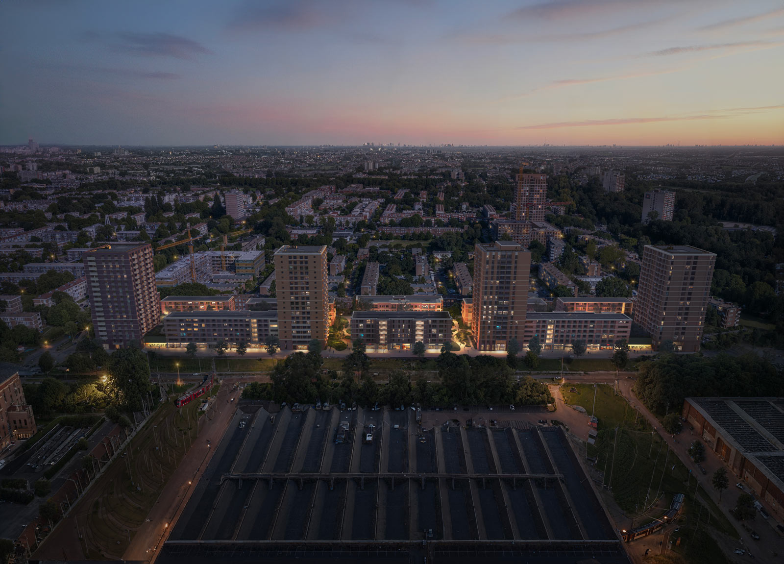 click to enlarge and start slideshow aerial render of Hoogveen project by beta architects amsterdam evert klinkenberg auguste gus van oppen image by Parallel