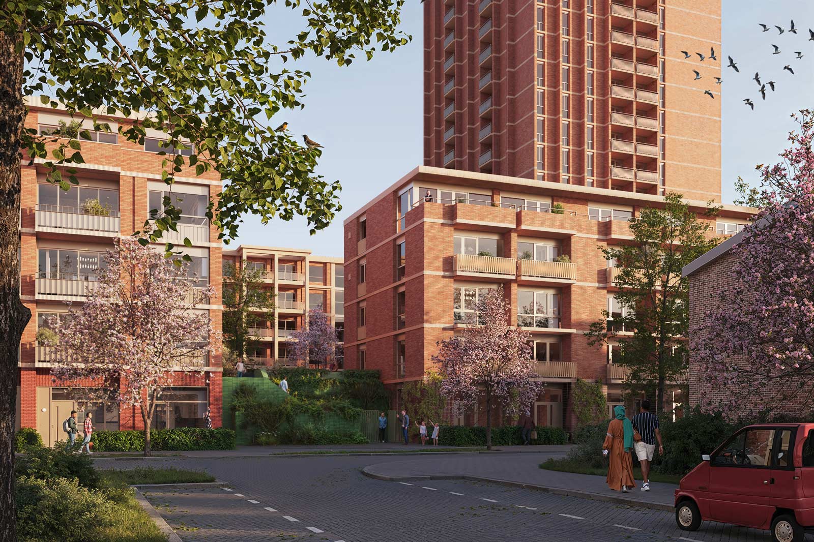 click to enlarge and start slideshow street render of Hoogveen project by beta architects amsterdam evert klinkenberg auguste gus van oppen image by Parallel