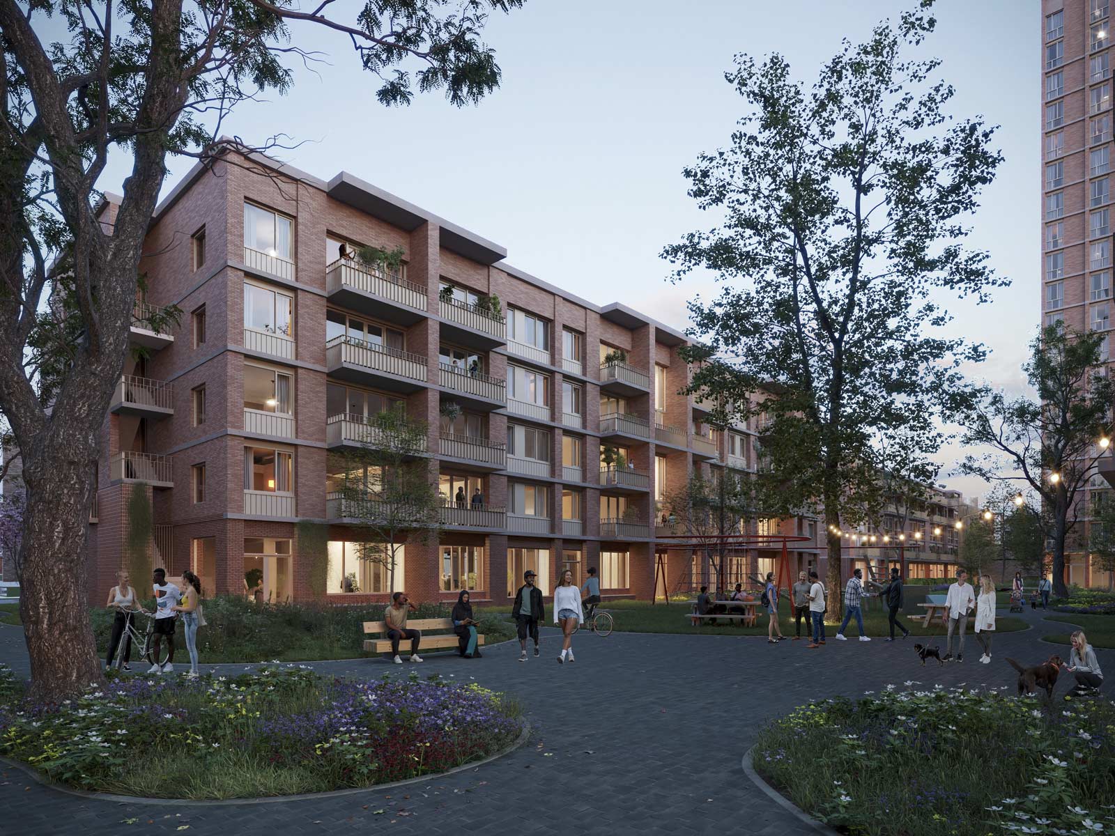 click to enlarge and start slideshow courtyard render of Hoogveen project by beta architects amsterdam evert klinkenberg auguste gus van oppen image by Parallel