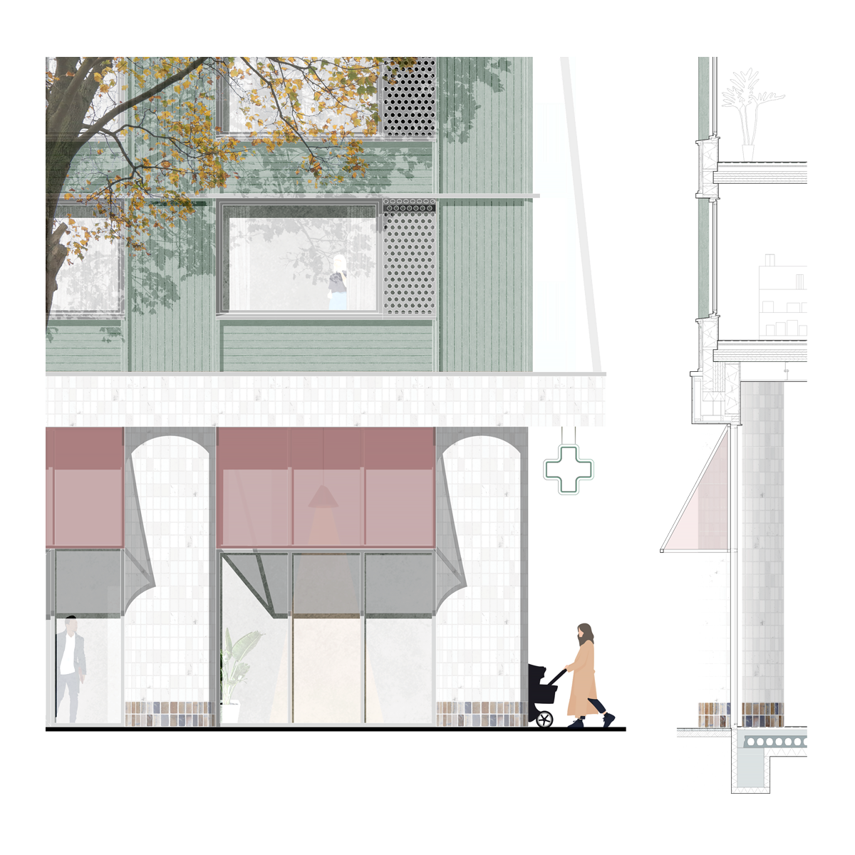 2d facade fragment of Strandeiland M3, project by BETA architects Amsterdam Evert Klinkenberg Auguste Gus van Oppen