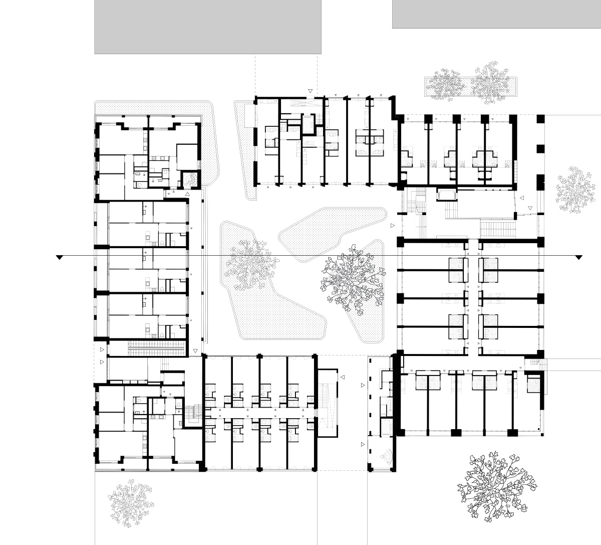 ground floor plan of Wisselspoor Block 9 Utrecht, project by BETA architects Amsterdam Office Winhov Arons en Gelauff Evert Klinkenberg Auguste Gus van Oppen