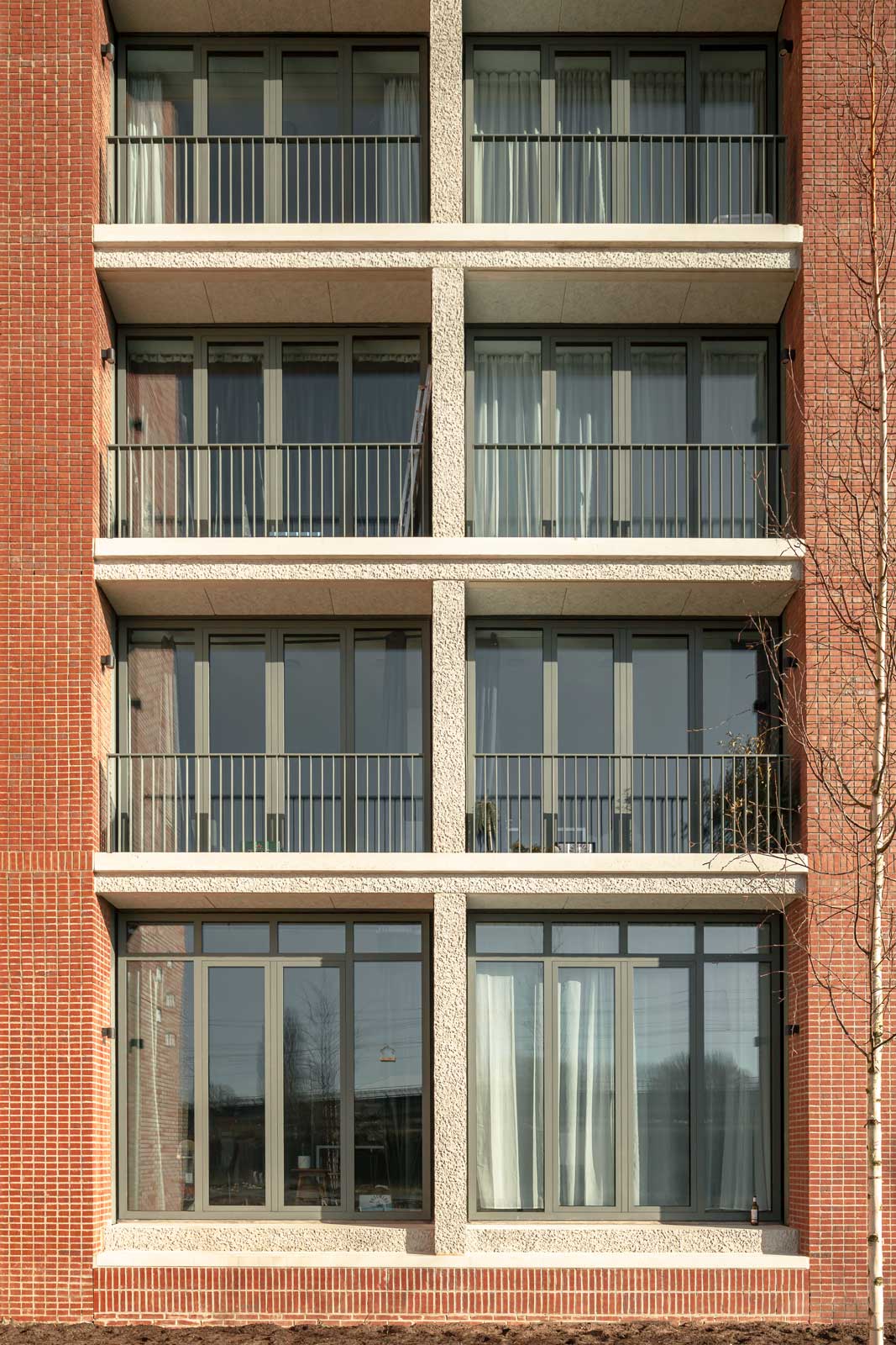click to enlarge and start slideshow exterior photograph of residential façade at Wisselspoor project by BETA architects Amsterdam Evert Klinkenberg Auguste Gus van Oppen image by Sebastiaan van Damme